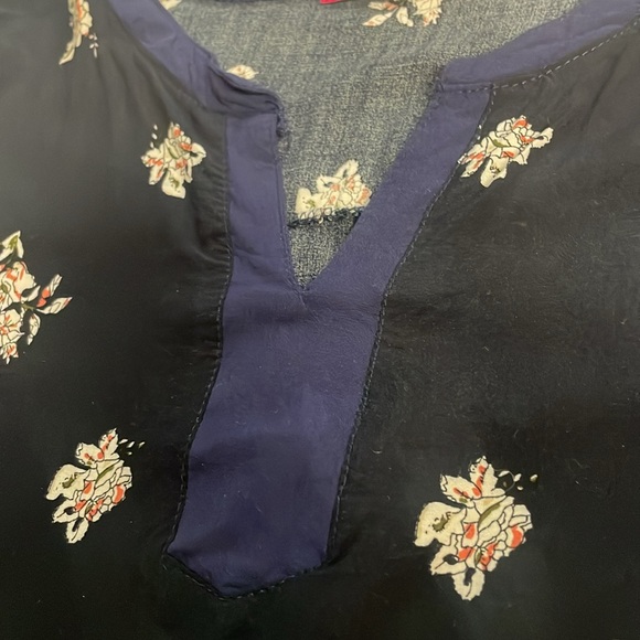 Universal Fashion Top Womens Small Blue White Boho Floral Pullover Blouse - Picture 10 of 10